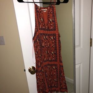 Burnt orange print tank swing dress